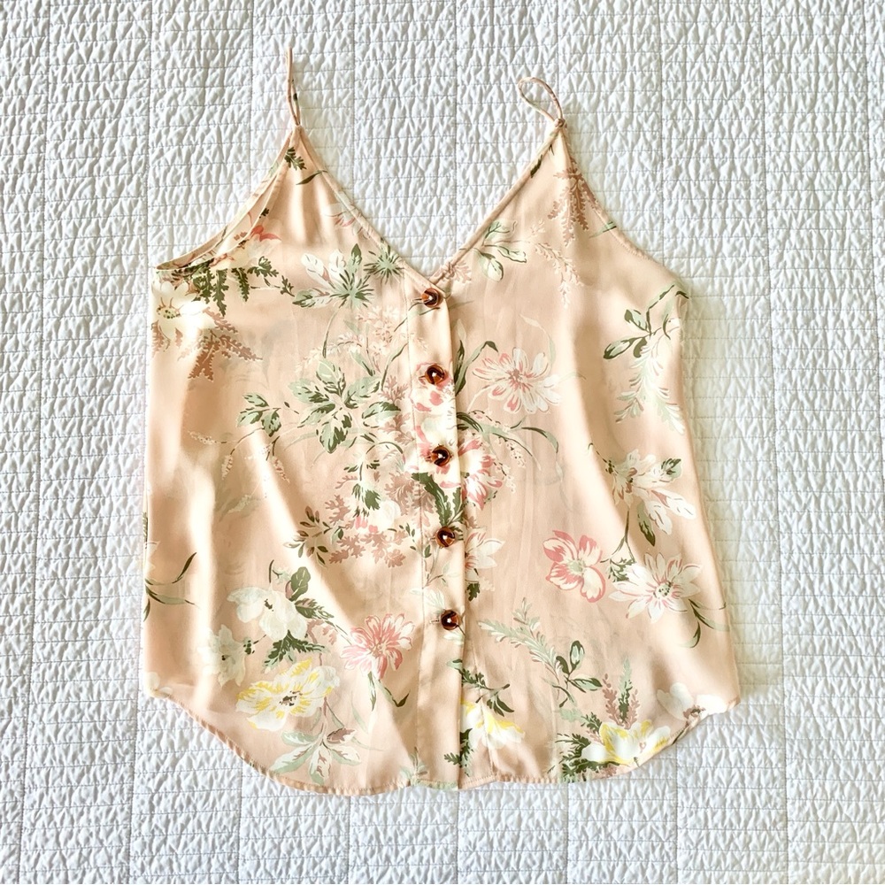 Loft Outlet Blush Pink Floral Button Front Cami - Size Small